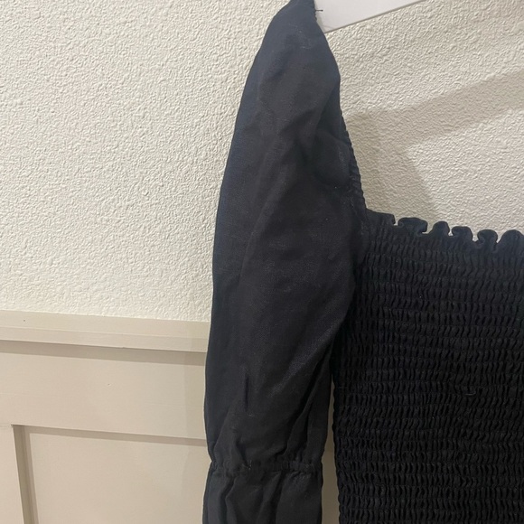 Reformation Hilary Black Smocked Mini Dress Size M - Picture 14 of 16